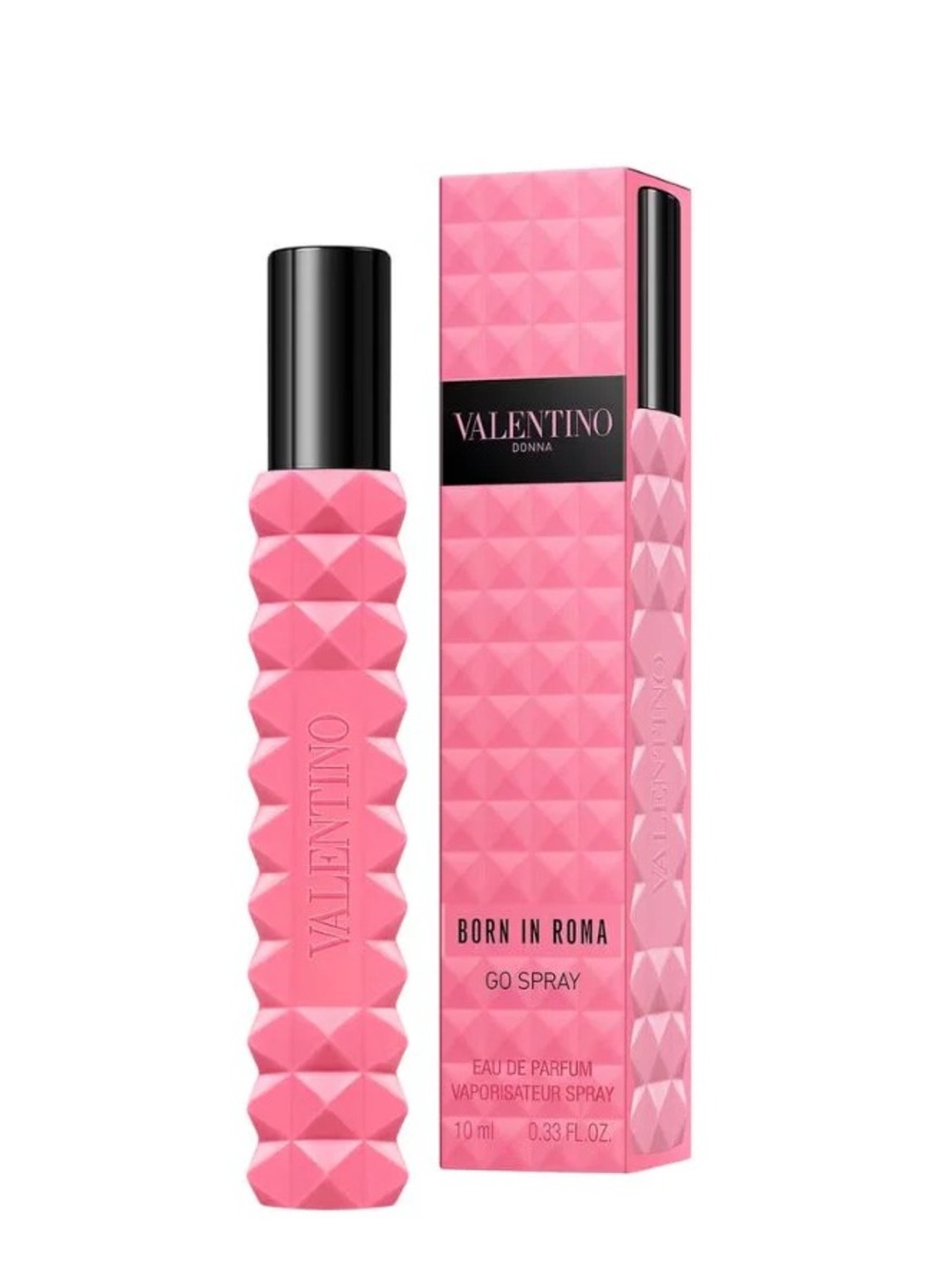 NWT 10ML Valentino BORN IN ROMA GO SPRAY Pink Studded Travel Spray EAU DE PARFUM